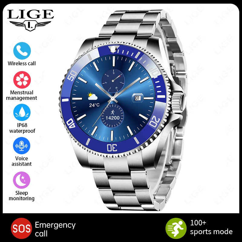 Sports Monitor Men's Watches 1.27" HD Screen Bluetooth Call IP68 Waterproof Men Smartwatch