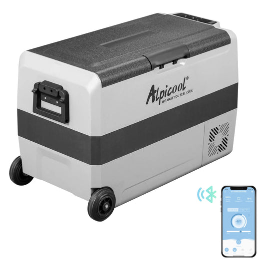 Alpicool T50 Dual Temperature Control 12 Volt Refrigerator 53 Quart Portable Car Fridge Freezer (-4°F~68°F) for Truck, RV, Boat