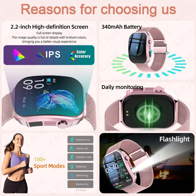 Heart Rate Waterproof Music Bluetooth Call Smartwatch