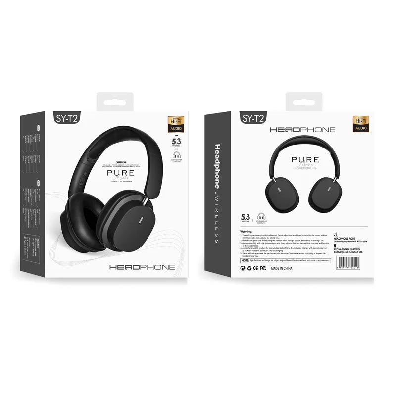 TRSYPHXM 2025 new Head mounted wireless Bluetooth earphones SYT2 large earmuffs HIFI gaming trend fashion portable earphones