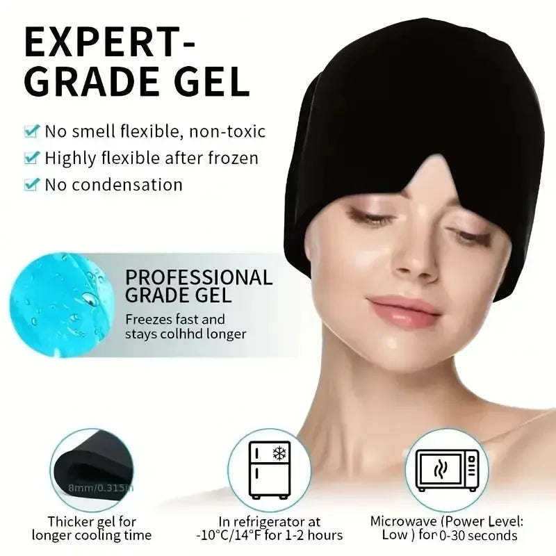 1-Piece Migraine Hat Cooling Gel Headband with Cryo-Therapeutic Sleep Mask, Cold Therapy Cap for Hangover Symptom Relief, Lightweight Breathable Fabric for Migraine Sufferers (Beauty & Personal Care), Cryo-Therapeutic Sleep M