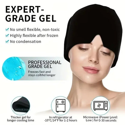 1-Piece Migraine Hat Cooling Gel Headband with Cryo-Therapeutic Sleep Mask, Cold Therapy Cap for Hangover Symptom Relief, Lightweight Breathable Fabric for Migraine Sufferers (Beauty & Personal Care), Cryo-Therapeutic Sleep M