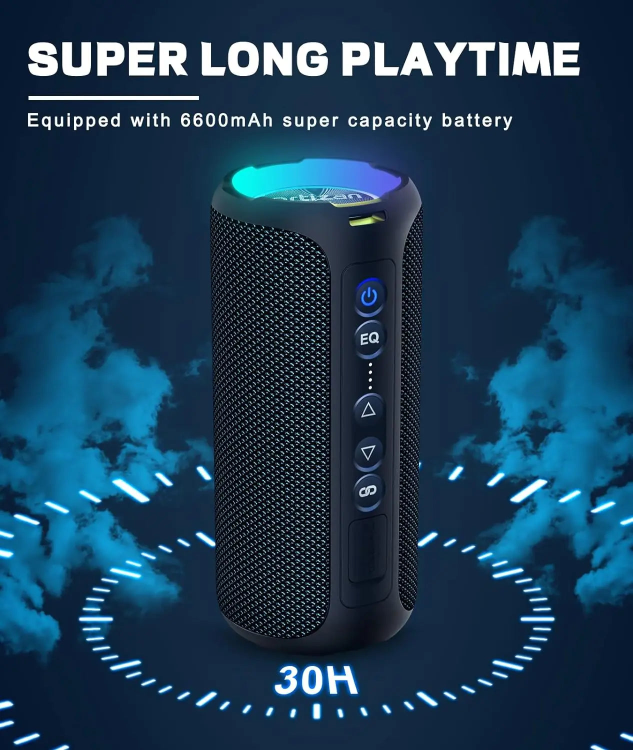 Ortizan Wireless Bluetooth Speaker with 40W HD Sound and Bass, IPX7 Waterproof,30H Playtime, Bluetooth 5.3, Handsfree, TF/AUX in