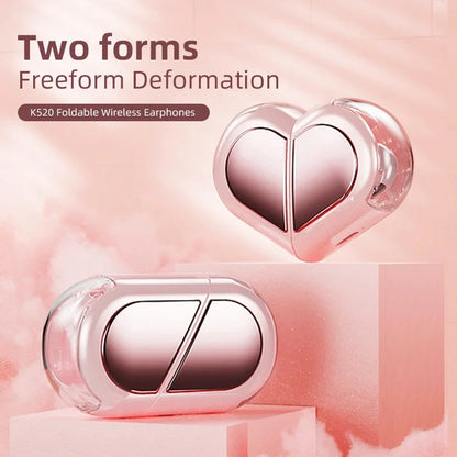 K520 Wireless Earbuds Rotatable Love Heart Charging Case Low Latency Gaming Bluetooth Headphones Stereo In Ear Earphones