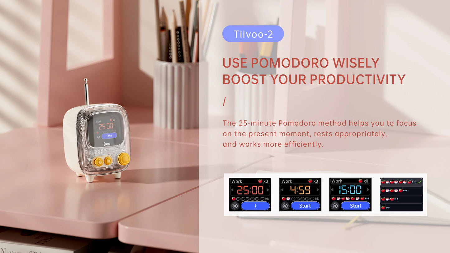 Divoom T-tiivoo-2 Mini small tv portable Radio FM with Adjustable Antenna Vintage Wireless 5.0 Bluetooth Speaker cute gift