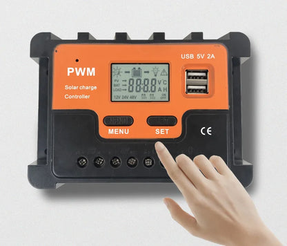 10A 20A 30A 40A 50A 60A  Solar Controller 12V 24V AUTO LCD PWM Regulator With USB for Solar Panel PV Baterry Charger Lights