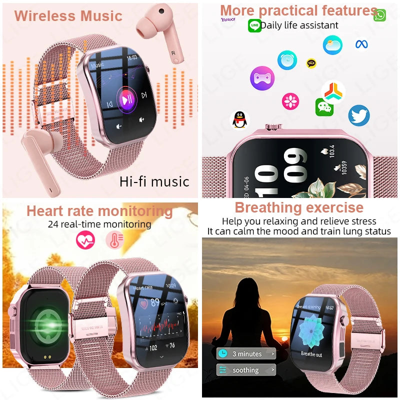 Heart Rate Waterproof Music Bluetooth Call Smartwatch