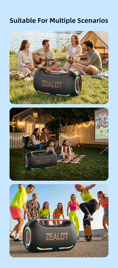 ZEALOT ZE41 250W Bluetooth Subwoofer | 48000mAh Long-Lasting Battery, RGB Lights, OTG Recording, Smart APP Control