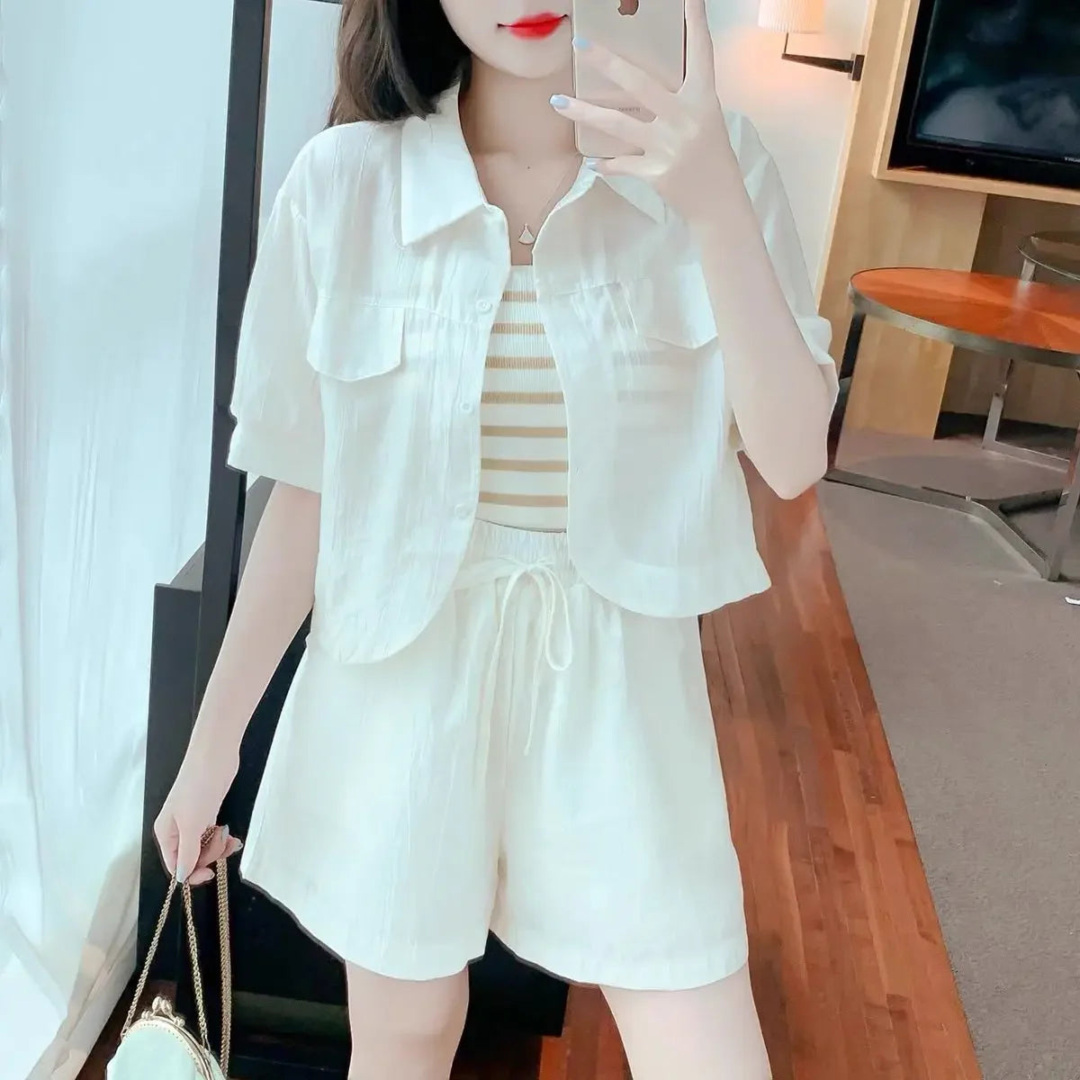 Summer Short Sets for Women 2 Pieces Sleeve New Kit Novelty In Tailor Fashion Top and Bottom Trends Chic Elegant Woman Shorts