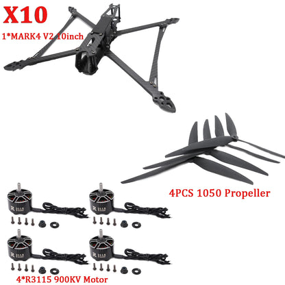 Mark4 V2 10inch Frame Kit F7 Flight Control 60A ESC Stack R3115 900KV Brushless Motor 1050 Propeller ELRS for FPV Camera Drone
