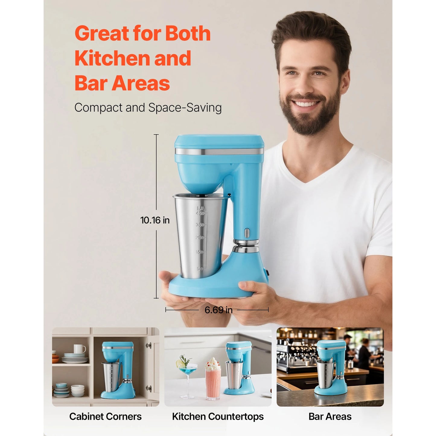 SucceBuy Milkshake Maker 100W Single Head Drink Mixer Blender Machine Dual-Speed Adjustment Milkshake Blender for Home Kitchen