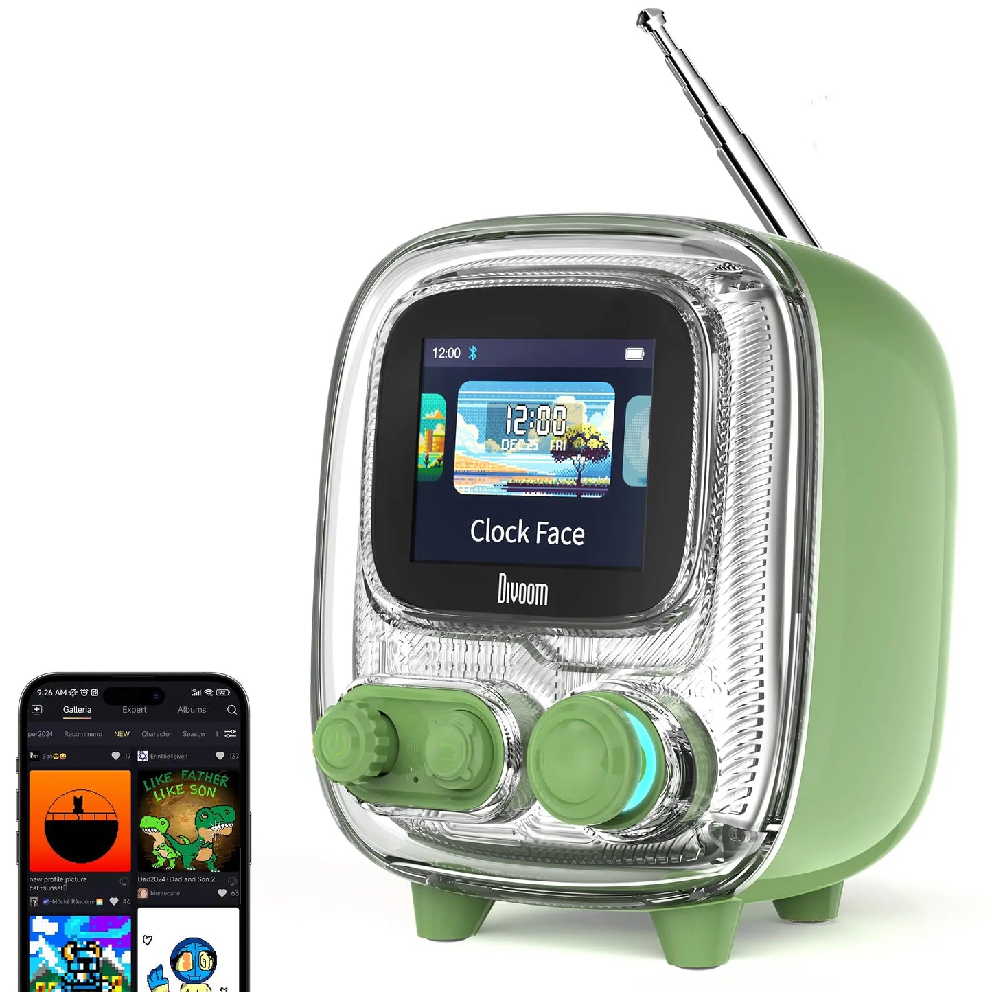 Divoom T-tiivoo-2 Mini small tv portable Radio FM with Adjustable Antenna Vintage Wireless 5.0 Bluetooth Speaker cute gift