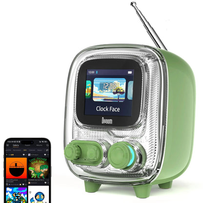 Divoom T-tiivoo-2 Mini small tv portable Radio FM with Adjustable Antenna Vintage Wireless 5.0 Bluetooth Speaker cute gift