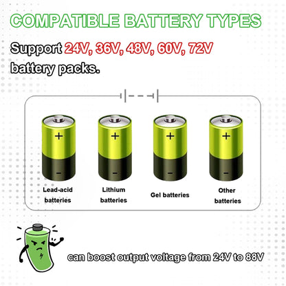 450W MPPT Booster Solar Controller 12V~50V  Step-up Charging For 24V36V48V60V72V LiFePO4 Lithium Lead-acid Gel Battery