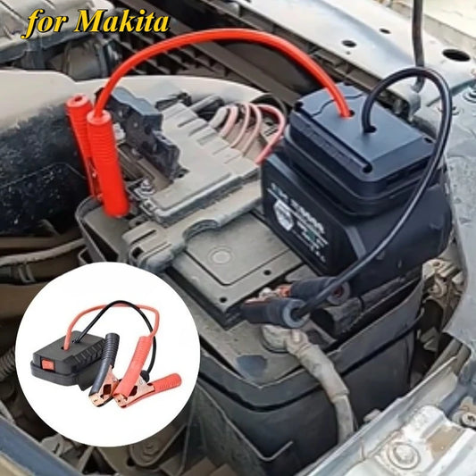 For Makita Car Battery Jump Starter Lithium  Emergency Power Bank with Thickened Copper Clips with Dual USB Charging Ports