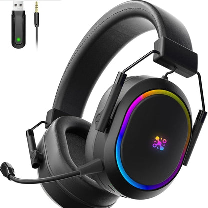 LDON Wireless Gaming Headset for PS5 PS4 Bluetooth 2.4GHz Headphone with Surround Sound Memory Foam for Switch Laptop Mobile Mac