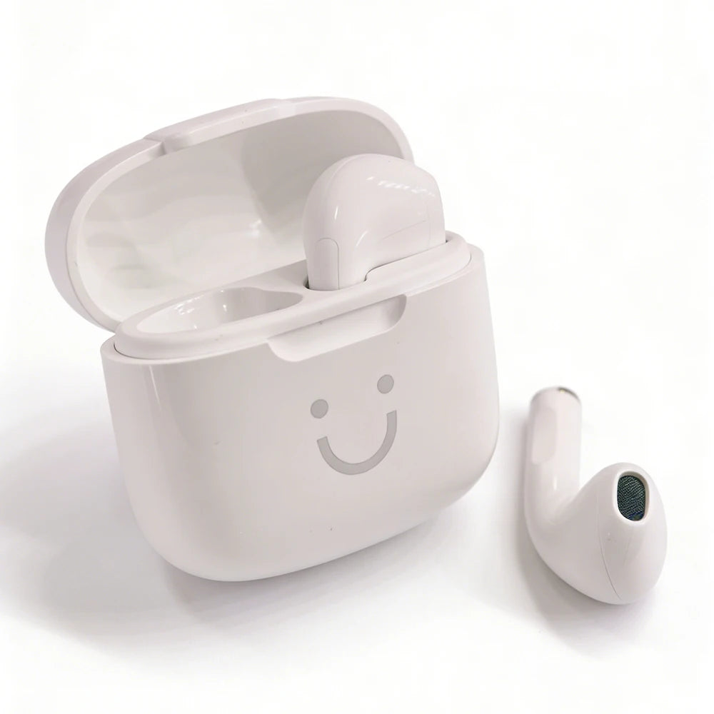 Cute Smile Macaron TWS Bluetooth Earphones Half In-Ear Wireless Headphones Long Battery Life Fashion Headset For Girls Students