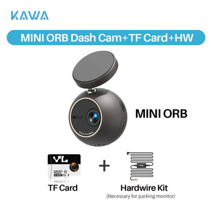 Dash Cam KAWA Tiny Video Recorder 2K Car DVR MINI ORB,Voice Control Car Camera,360° Rotate,180° Video Flip AUTO Dash Camera