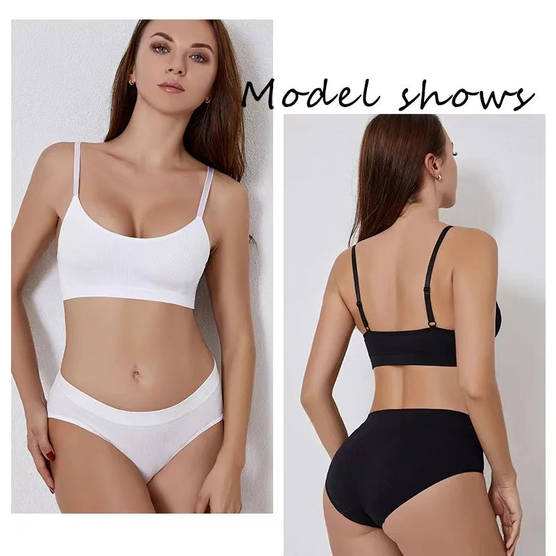 Women Bra Set Panties Sexy Push Up Bralette Female Fitness Seamless Underwear Sports Lingerie Brassiere Set Tank Crop Tops S-XL
