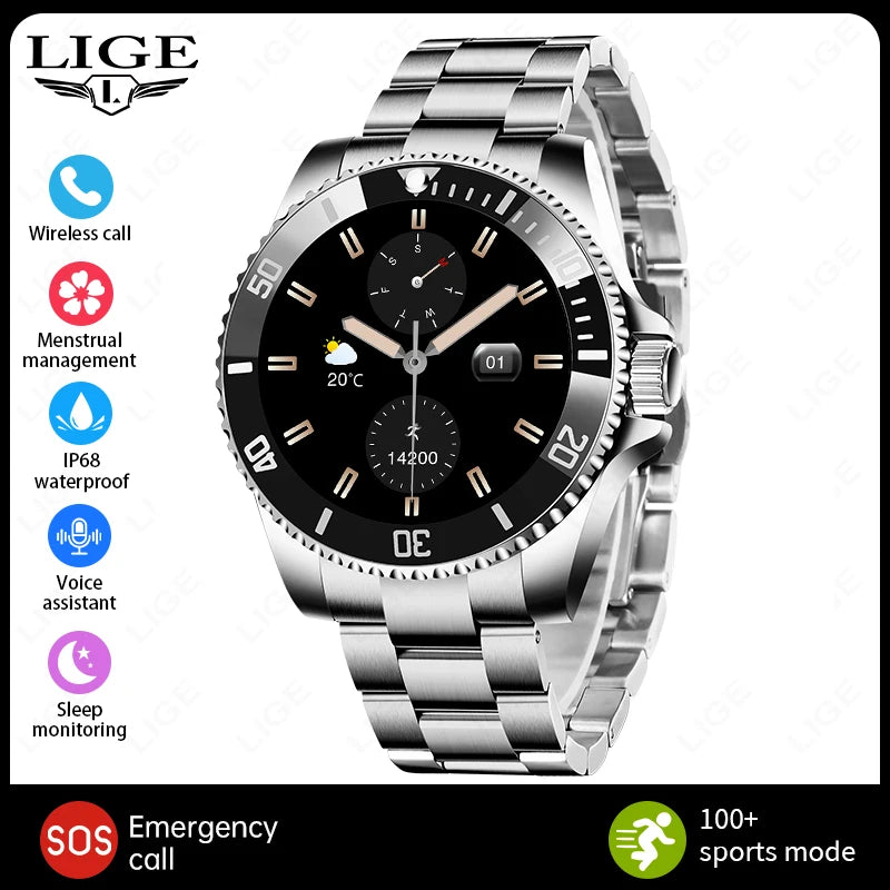 Sports Monitor Men's Watches 1.27" HD Screen Bluetooth Call IP68 Waterproof Men Smartwatch