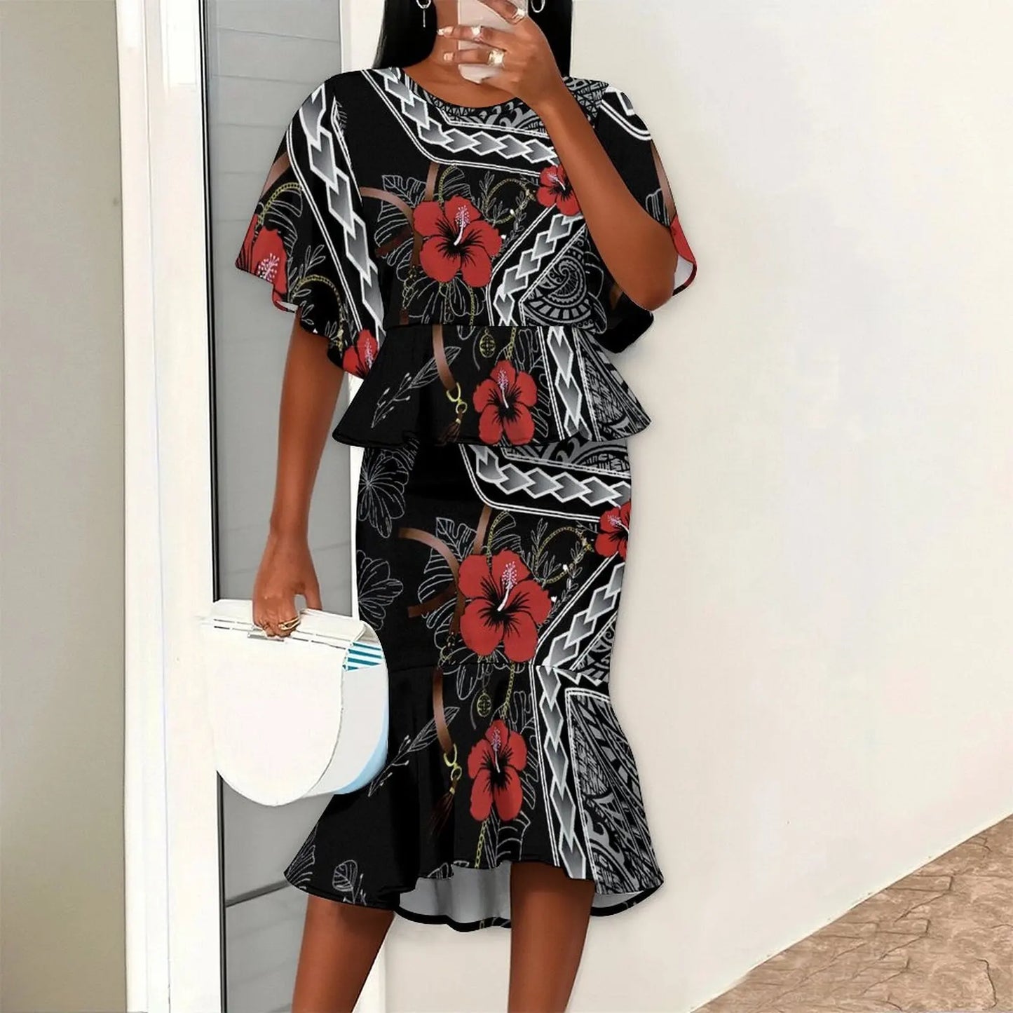 Fishtail Skirt Fashion Slim Skirt Summer Women's Sexy Two Piece Set Ladies Party Skirt Round Neck Casual Set
