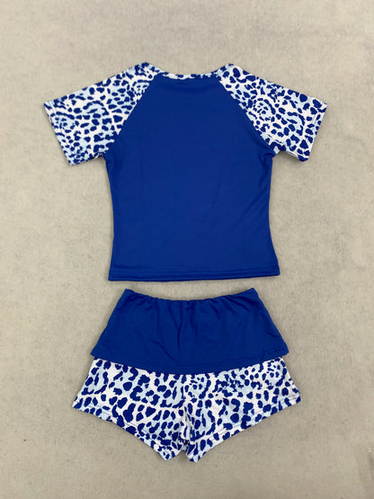 2026 summer new American retro leopard print patchwork short sleeved shorts set Y2K punk street fashion trend casual spicy girl