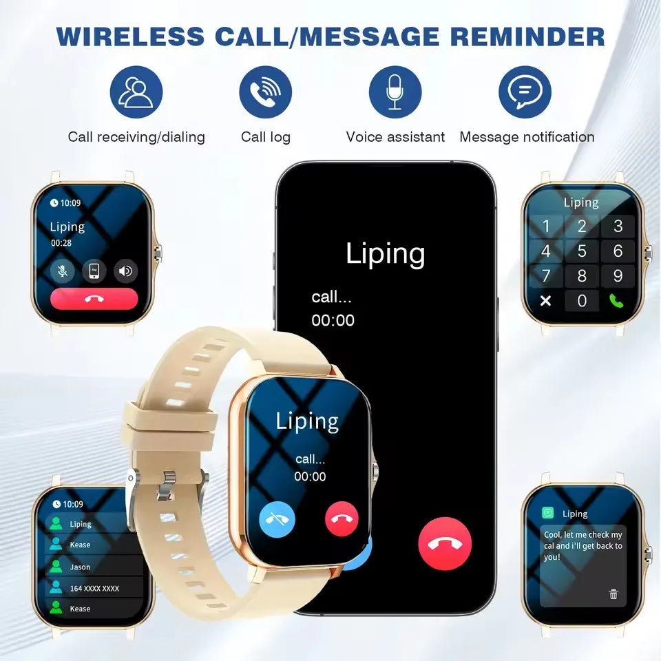 Android/IOS Phone Wireless Call AI Voice Assistant Multi Sport Modes Watch Waterproof Men Women Gift