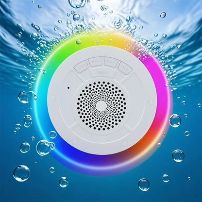 IPX7 Waterproof Bluetooth Speaker with RGB Lights, Floating Pool Speaker for Shower, Beach, Hot Tub, Wireless Portable Audio