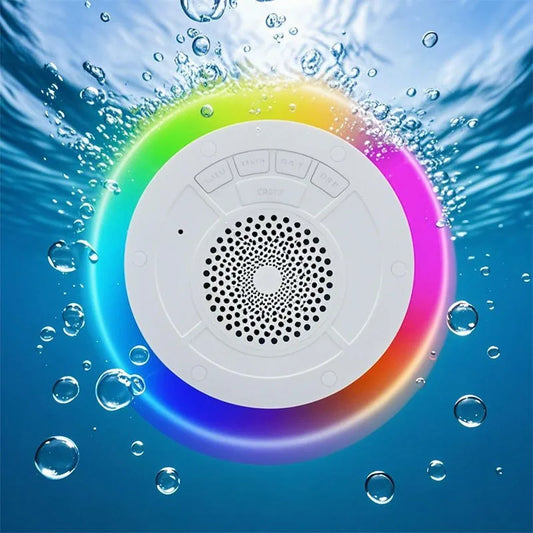 IPX7 Waterproof Bluetooth Speaker with RGB Lights, Floating Pool Speaker for Shower, Beach, Hot Tub, Wireless Portable Audio