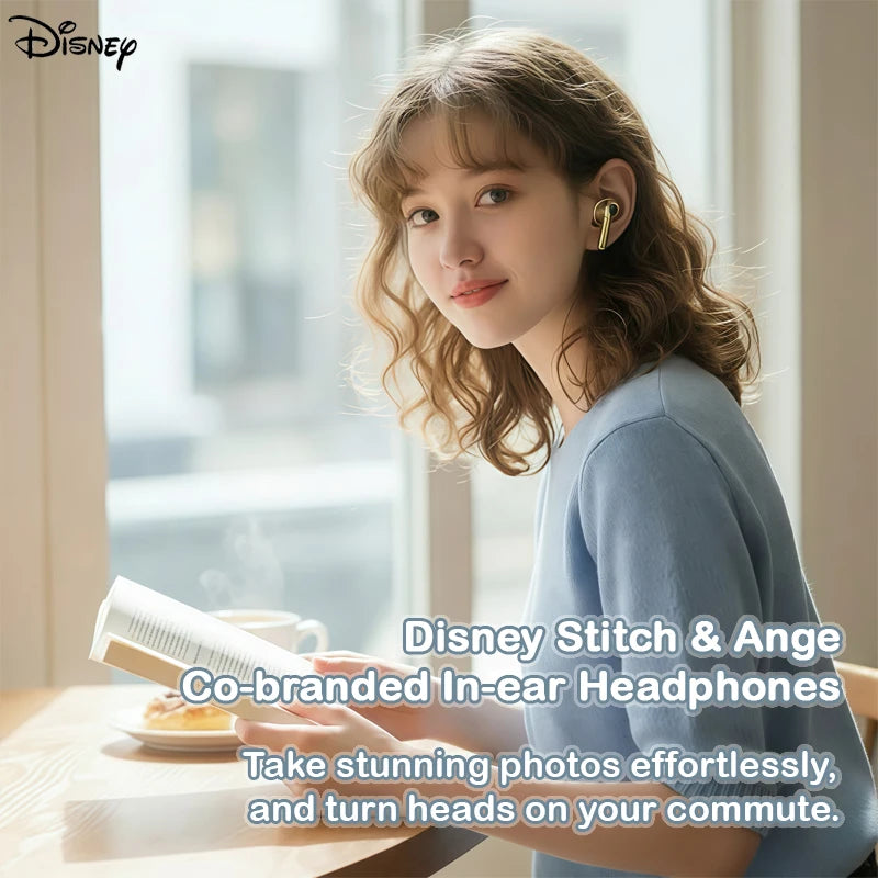 Cartoon Lilo & Stitch Angel TWS Wireless Earphones Bluetooth 5.3 Dual MIC Stereo Noise Reduction Bass HIFI Touch Control Earbuds