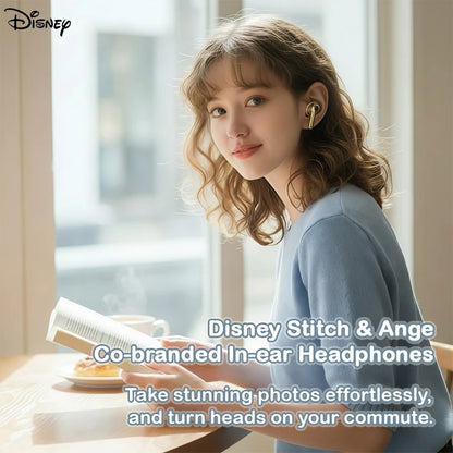 Cartoon Lilo & Stitch Angel TWS Wireless Earphones Bluetooth 5.3 Dual MIC Stereo Noise Reduction Bass HIFI Touch Control Earbuds