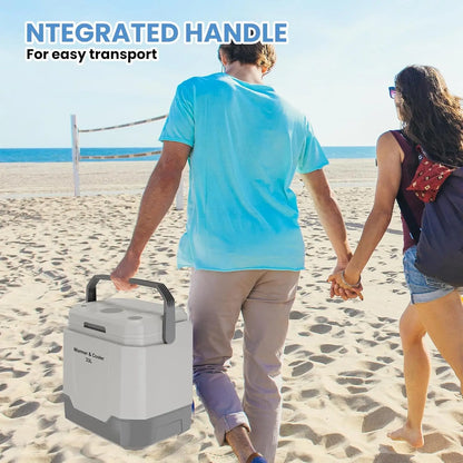 35QT Electric Cooler and Warmer, Plug In Cooler with 12V & AC Power, 33L Portable Car Refrigerator for Car & Home, Travel Cooler with Automatic Locking Handle for Camping & Road Trips