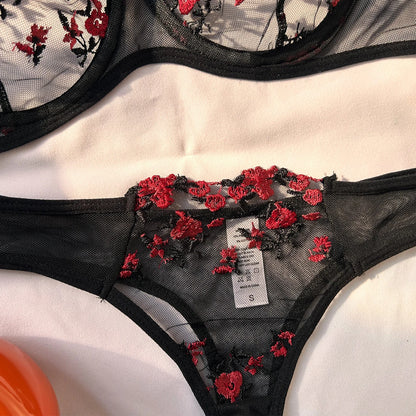 Sexy Set Womens Underwear Exotic Emotional Bra Set Embroidered Print Brassiere Lingerie Set Women's Set Push Up Thin Bralette