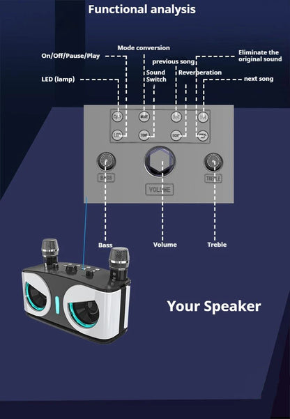 Karaoke Wireless Portable Bluetooth Speaker With Microphone Subwoofer Machine Powerful Sound Box Music Caixa De Som Audio Bocina