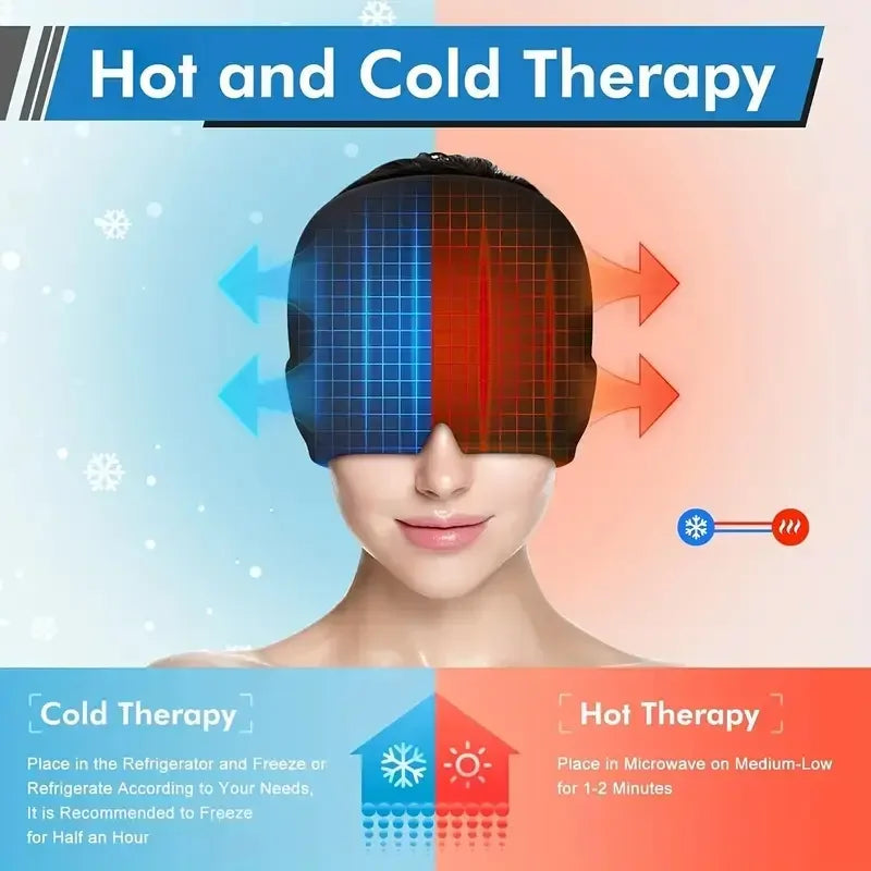 Cooling Migraine Relief Cap – Cooling gel headband and eye mask, cold therapy cap helps relieve post‑hangover symptoms, lightweight design for comfortable wear, breathable fabric—an ideal choice for migraine sufferers a