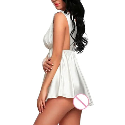 Women Nightgowns Satin Lace Sleepshirts Nightwear Plus Size Pyjama