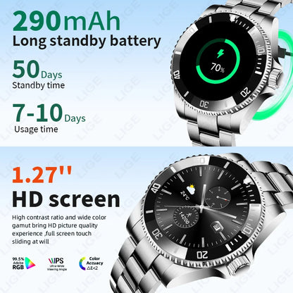Sports Monitor Men's Watches 1.27" HD Screen Bluetooth Call IP68 Waterproof Men Smartwatch