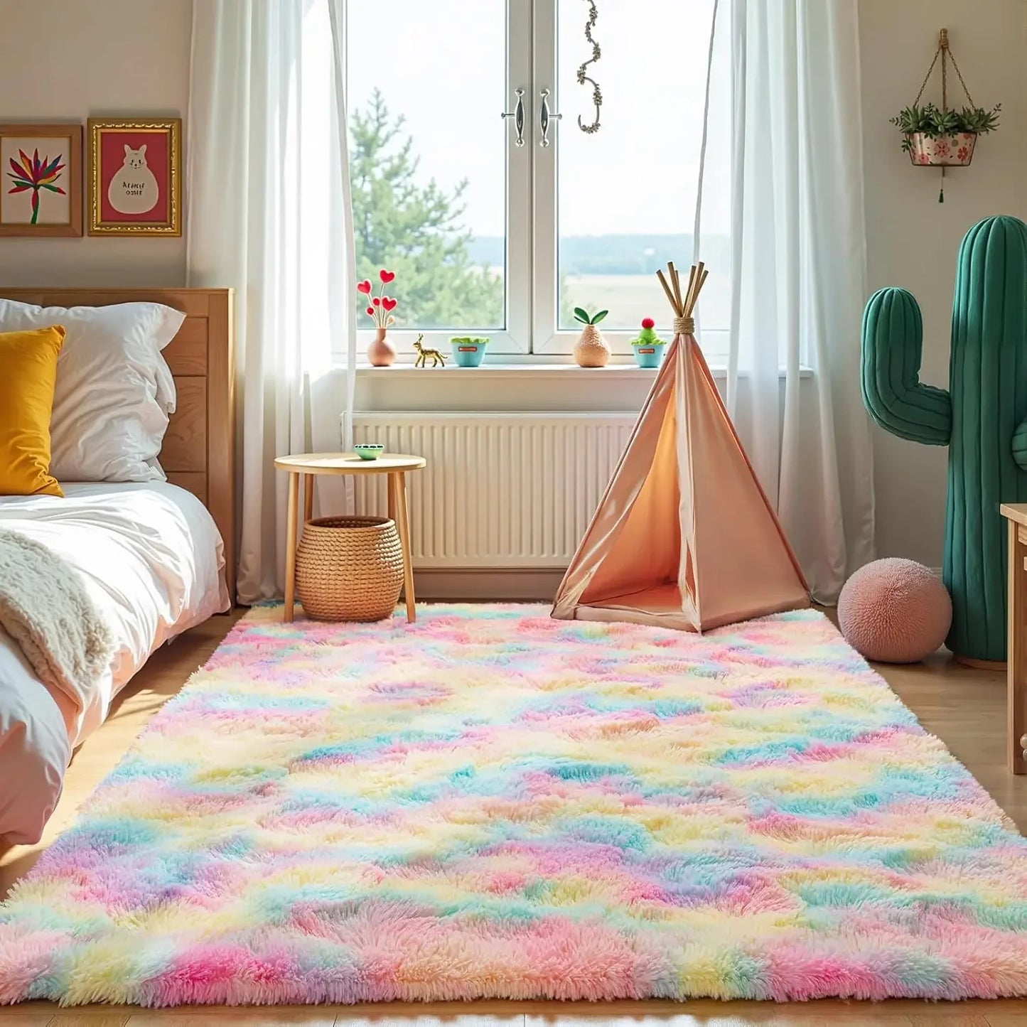 VIKAMA Pink Bedroom Carpet - Soft and Plush for Home Decor - Living Room, Dorm Room Floor Mat - Bedroom Side Rug