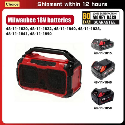 Original Speaker Bluetooth Speaker Wireless Bluetooth Subwoofer Loudspeaker Stereo Surround ﻿For Milwaukee 18V Battery