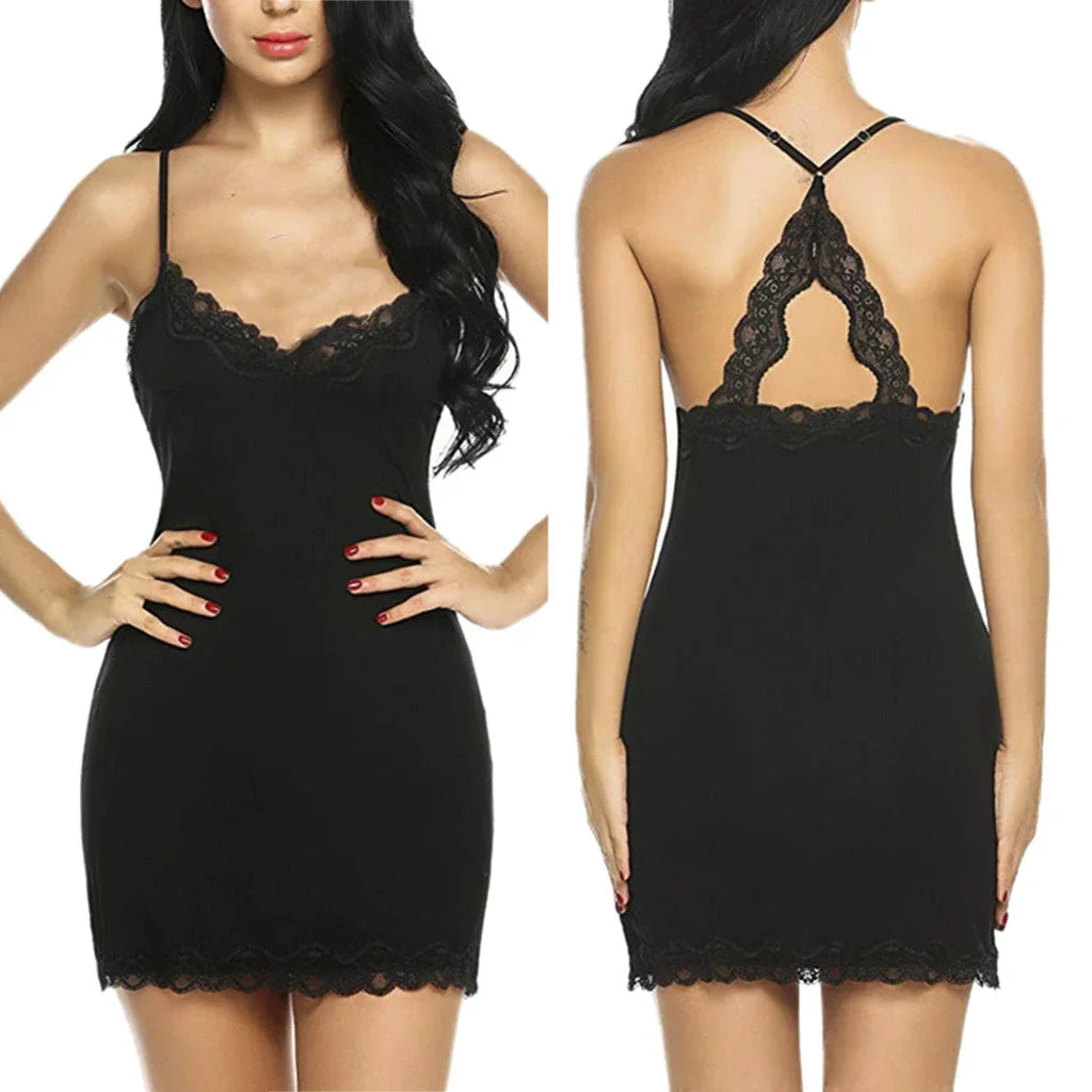 Plus Size 2XL Sexy Lingerie Sleepwear Women Silk Satin Night Dress Nightie