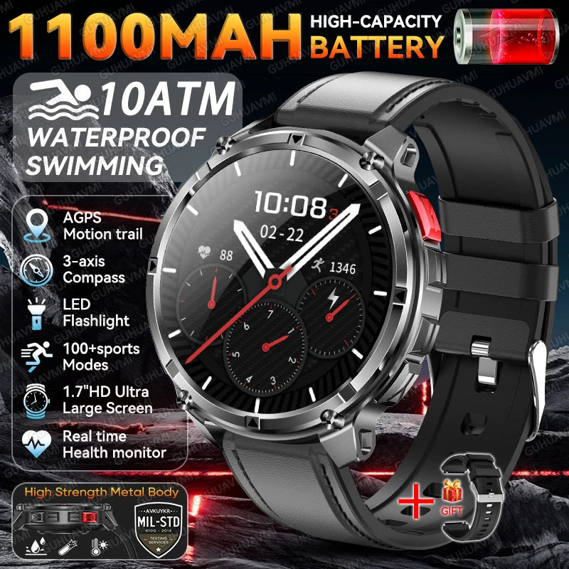 10ATM Waterproof Military Grade Sports Outdoor Smartwatches