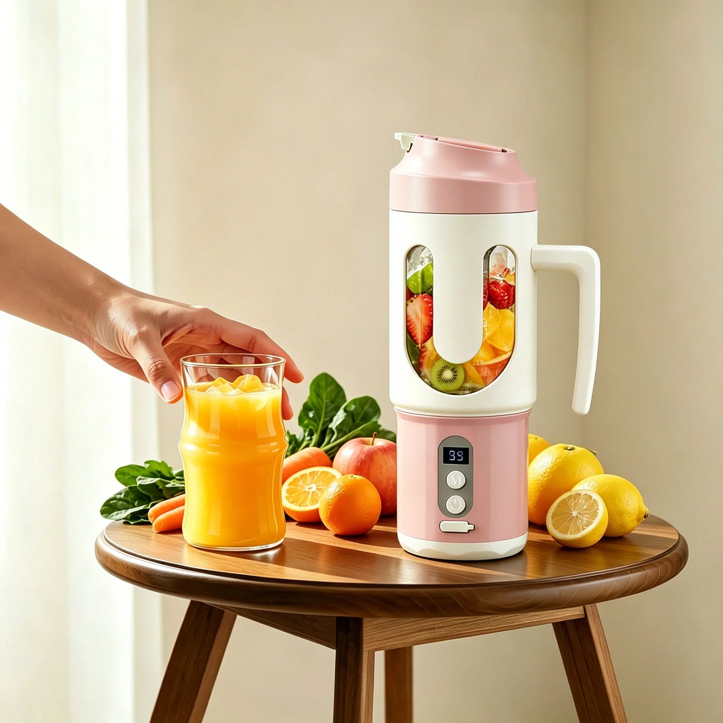 Dual Blades Wireless USB Rechargeable Portable Juicer Cup Multifunctional Fruit Vegetable Blender for Watermelon Fresh Juic
