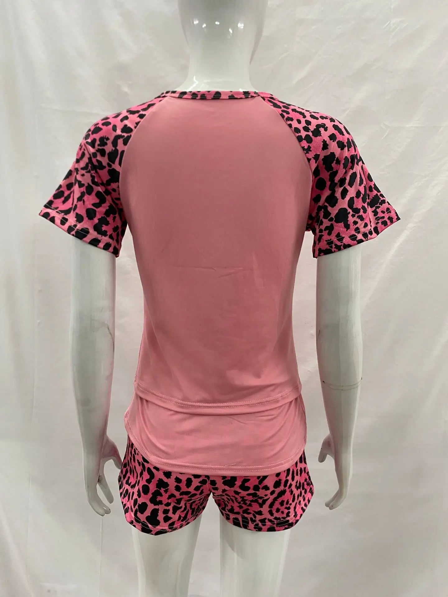 2026 summer new American retro leopard print patchwork short sleeved shorts set Y2K punk street fashion trend casual spicy girl