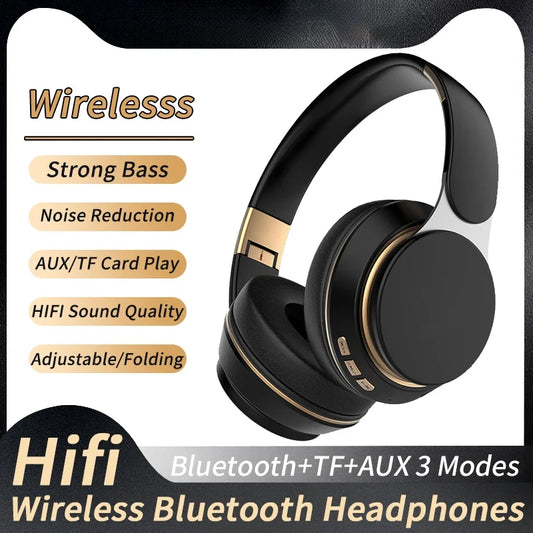 07S Wireless Headphones Foldable Adjustable Stereo Gaming Earphone Bluetooth+TF Play+3.5mm AUX 3 Modes HIFI Heavy Bass Headsets