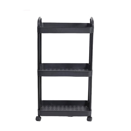 Plastic Rolling Utility Cart with Handle Storage Trolley for Office, Living Room, Kitchen, Movable Storage Organizer with Wheel