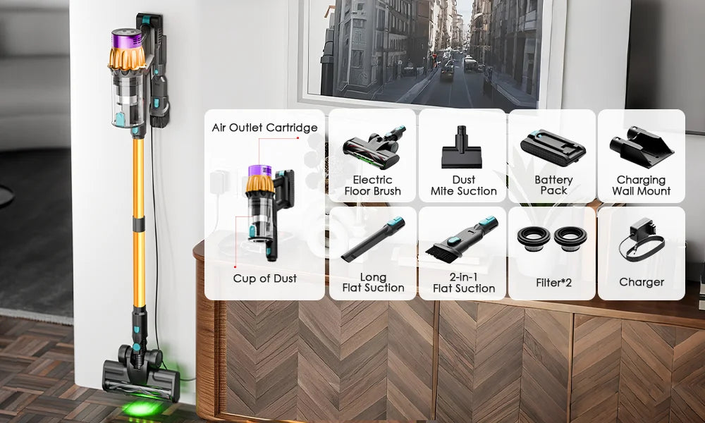 COTIAR V22 Cordless Vacuum Cleaner 650W 55000PA Home Appliance Handheld Vacuum Cleaner Cleaning Supplies Removable Battery
