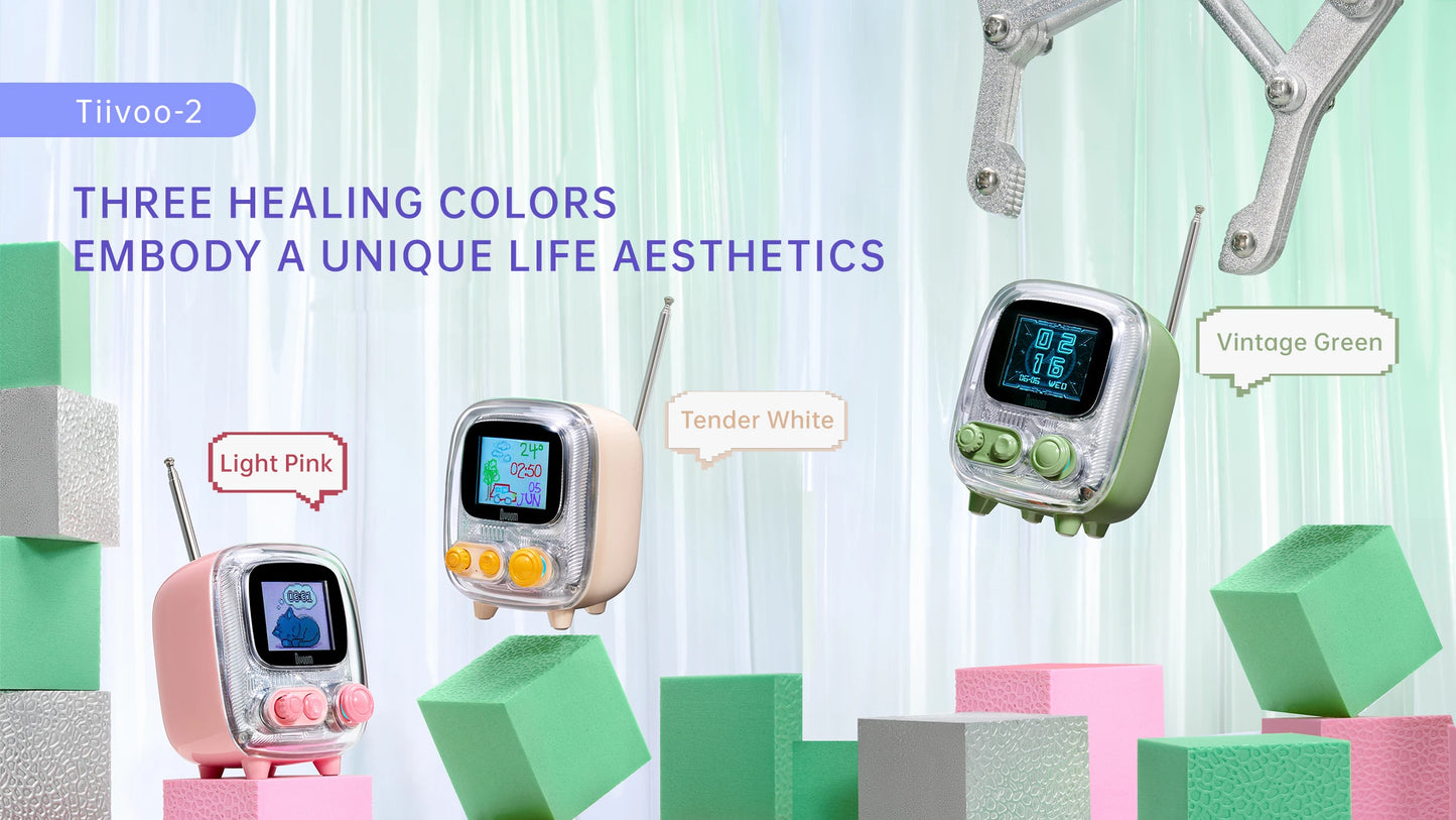 Divoom T-tiivoo-2 Mini small tv portable Radio FM with Adjustable Antenna Vintage Wireless 5.0 Bluetooth Speaker cute gift
