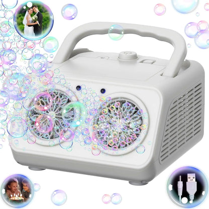 Automatic Bubble Machine Upgrade Bubble Blower with 2 Fans,50000+ Bubbles Per Minute Bubbles for Kids Portable Bubble Maker