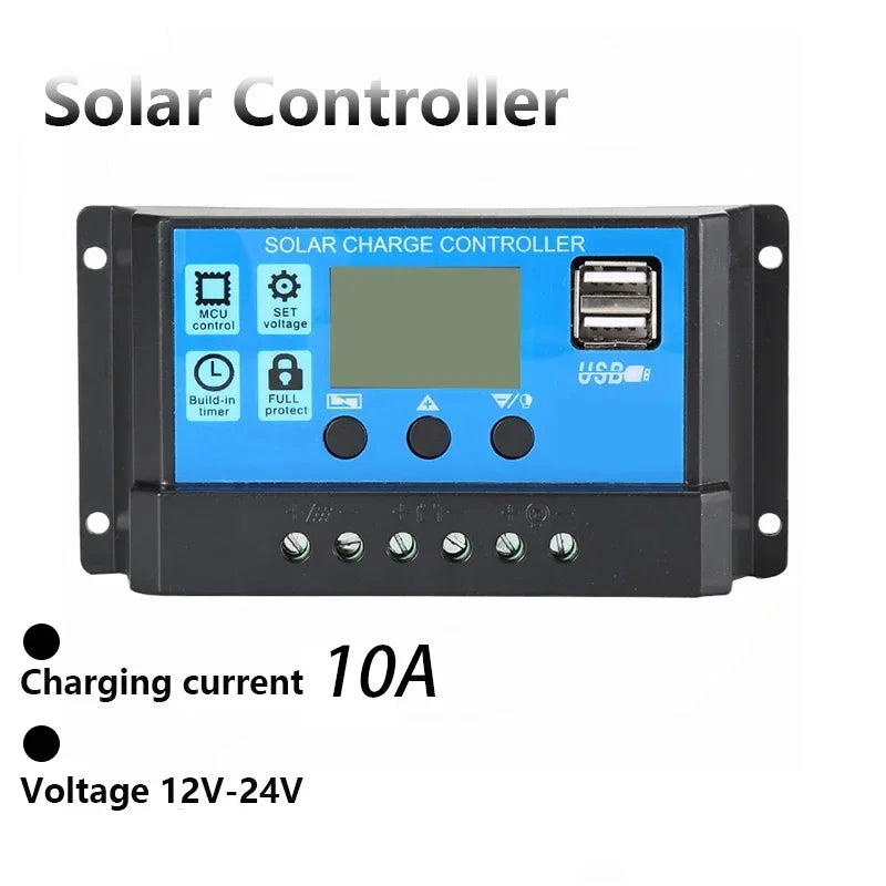 Solar Charge Controller 12V/24V PWM 10A- 100A with Adjustable LCD Display Timer Setting EESBAO