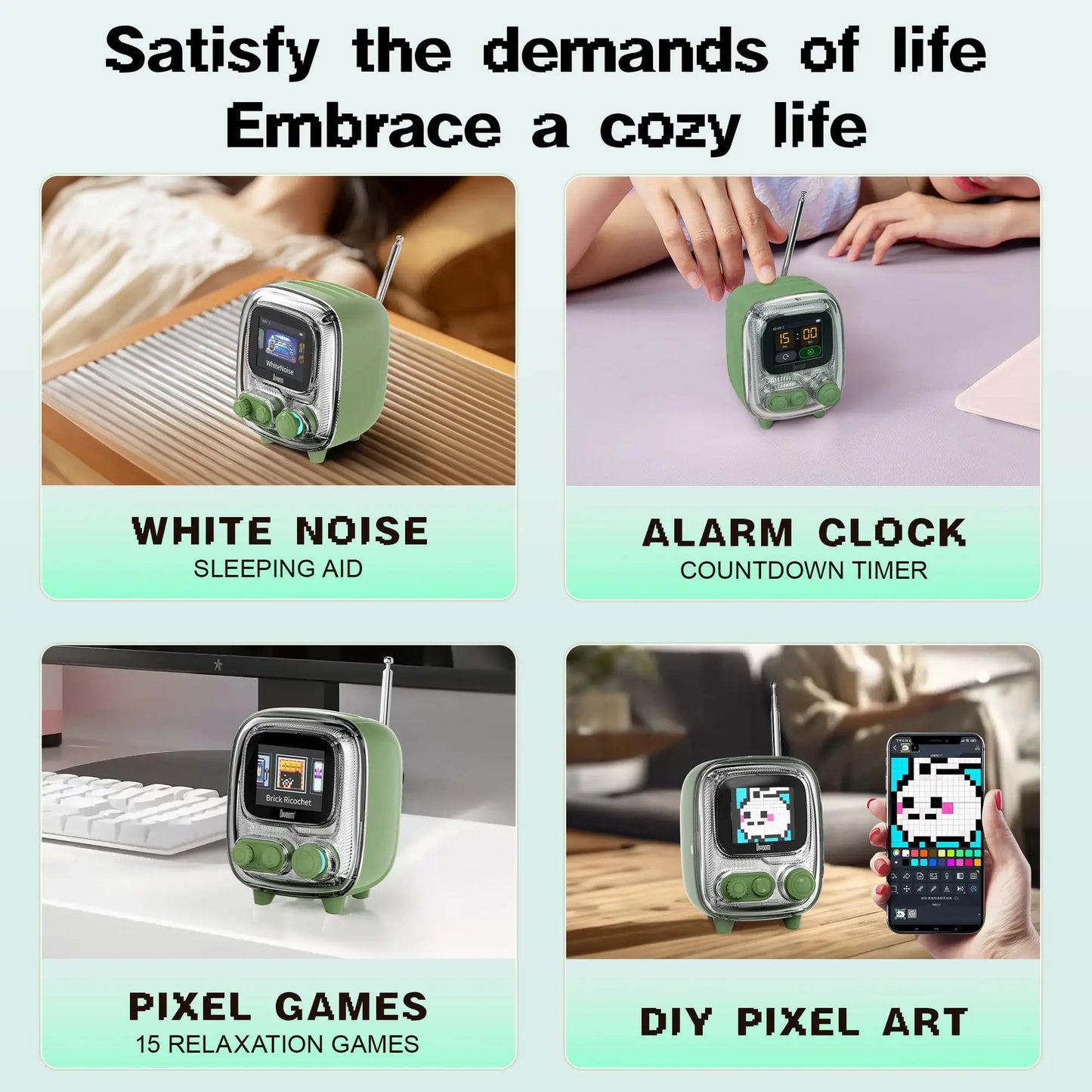 Divoom T-tiivoo-2 Mini small tv portable Radio FM with Adjustable Antenna Vintage Wireless 5.0 Bluetooth Speaker cute gift